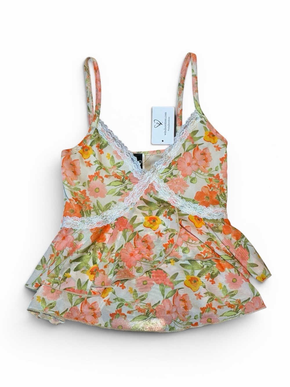 Women's Windsor Floral Lace Trim  Cami Top Size XS